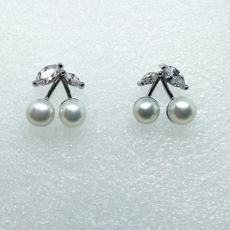 
                  2115 真珠ピアス・さくらんぼ・R（淡水本真珠・ボタン）　贈り物 かわいい アクセサリー カジュアル オシャレ クリスマスプレゼント チェリー
                