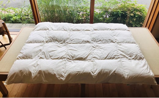 こどもサイズの羽毛ふとん＋ 和晒しガーゼで作ったカバー（ブルー）のセット