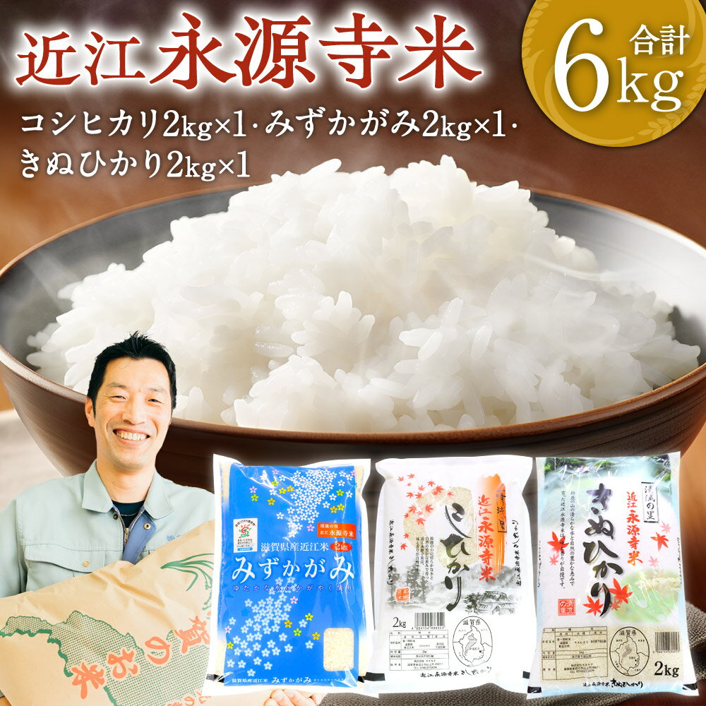 【ふるさと納税】近江永源寺米コシヒカリ みずかがみ キヌヒカリ食べ比べ 6kg 株式会社カネキチ 滋賀県 東近江市 B-C11 米 近江米 3種