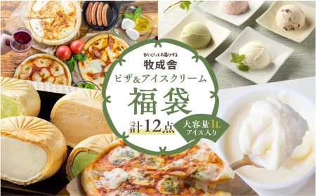 牧成舎 ミルクの旨みたっぷり 夢の大容量 アイスクリーム&ピザセット [AI030] 大容量