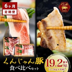 【毎月定期便】くんじゃん豚 食べ比べセット 焼肉・しゃぶしゃぶ 計19.2kg全6回【配送不可地域：離島】【4067328】