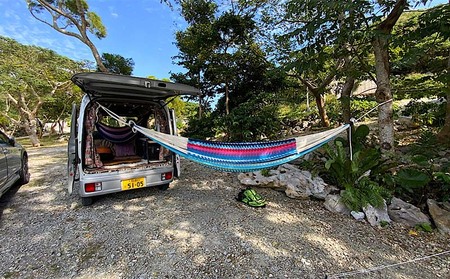 方舟ベッドハンモック　「オキナワンブルー」 「桜」 沖縄 おきなわ 大宜味村 いぎみ てぃぐま キャンプ アウトドア 自然 ベット ハンモック 手作り 職人 ゆらゆら 編み物 アート インドア オキナ