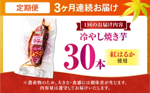 【全3回定期便】紅はるか 冷やし焼き芋 30本 / 焼き芋 やきいも 焼きいも 焼いも 焼芋 さつまいも 紅はるか ねっとり しっとり 甘い おやつ 芋 スイーツ / 亀山市 / 芋笑 [AMBU023]
