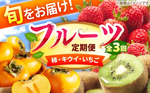 【3回定期便】フルーツ定期便（柿/キウイ/あまおう） 広川町 / JAふくおか八女農産物直売所どろや [AFAB128]