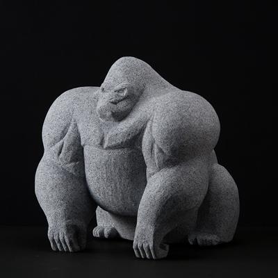 ふるさと納税 高松市 [庵治 石獅子] 狛大猩猩 1体(作:島本 健一郎)【庵治石産地の職人彫りおろしの一点物】