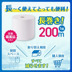 200m長巻き芯なしトイレットペーパー「エコロジー」48個 省スペース コンパクト 省スペース 非常用 日用品 備蓄 防災（1078）