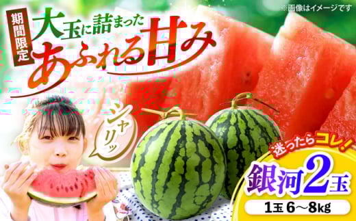 スイカ すいか 銀河2玉 （1玉当たり6〜8kg） ＜武藤農園＞ [CFV008] 甘い 大玉 スイカ 旬 ギフト プレゼント フルーツ 夏 スイカ すいか