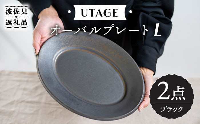 
【波佐見焼】UTAGE オーバル プレート L ブラック ペアセット(2点) 食器 皿 【藍染窯】 [JC54]
