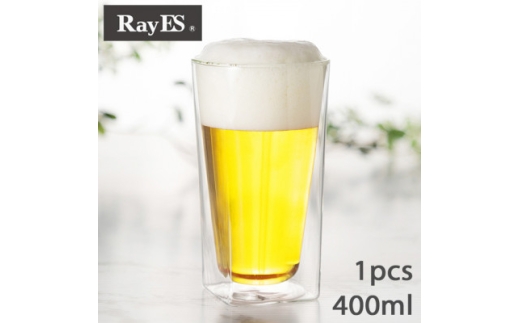 グラス ダブルウォールグラス 400ml1個 [CIC 愛知県 岡崎市 ok23bzw980003] 二重構造グラス 耐熱グラス コップ タンブラー カップ 保冷 スクエア おしゃれ モダン スタイリッシュ