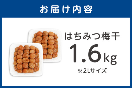 【1124-2】はちみつ梅干し（紀州南高梅）1.6kg 中粒 2L 和歌山県産