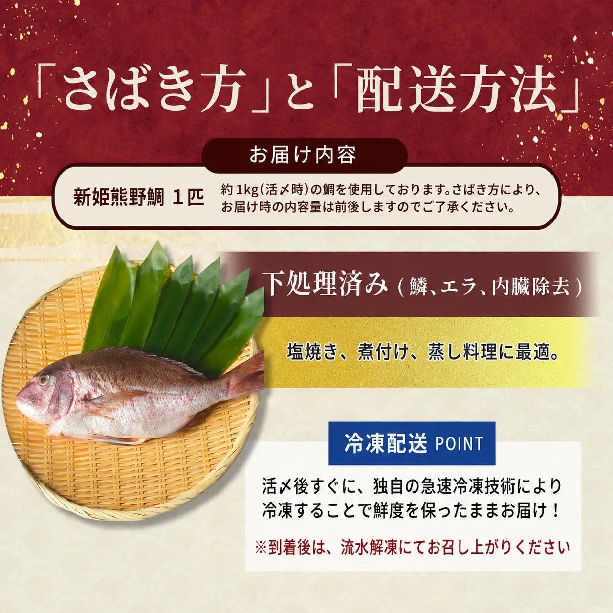 鯛 新姫熊野鯛 下処理済み 一匹 冷凍【mzsi0001-2】