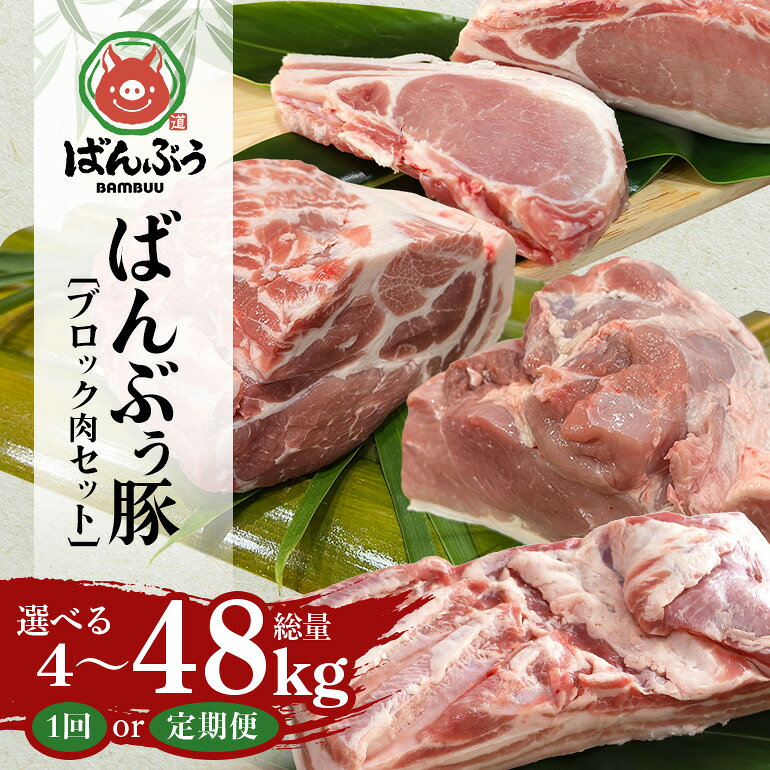 【ふるさと納税】ブランド豚「ばんぶぅ」ブロック肉セット（計4kg） 選べる 単品 定期便 2ヶ月 6ヶ月 12ヶ月 ばんぶぅ 豚肉 豚バラ ブロック肉 しゃぶしゃぶ 焼肉 ロース 肩ロース モモ ブロック 真空パック ぶた肉 ブタ肉 国産 茨城県産 ギフト プレゼント 冷蔵 高級部位