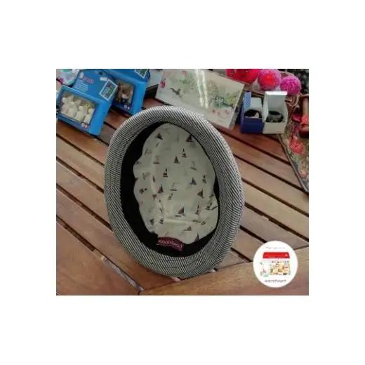 AO035【warmheart】ヒッコリーデニムのポークパイハット/帽子(60.5cm)