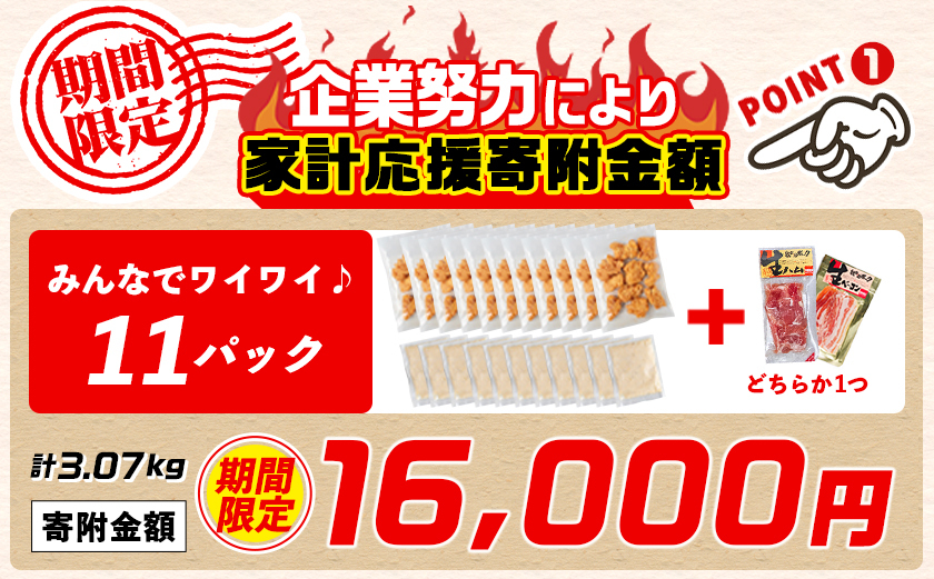 家計応援キャンペーン!一口チキン南蛮(特製タルタルソース付き)+生ハムor生ベーコン計3.07kg_16-1508-CP