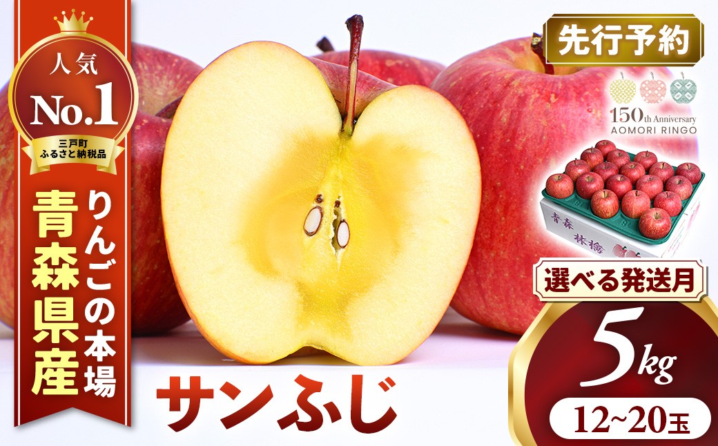 りんご【サンふじ】14～20玉（約5kg）【2024年産・先行予約】★2024年12月下旬～1月中旬頃発送予定★