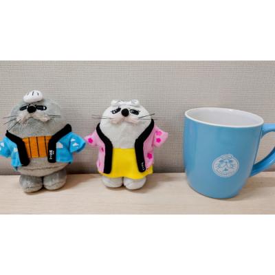 ふるさと納税 紋別市 ゆるキャラ紋太・べつこグッズ(ぬいぐるみ小×2、マグカップ[ブルー])