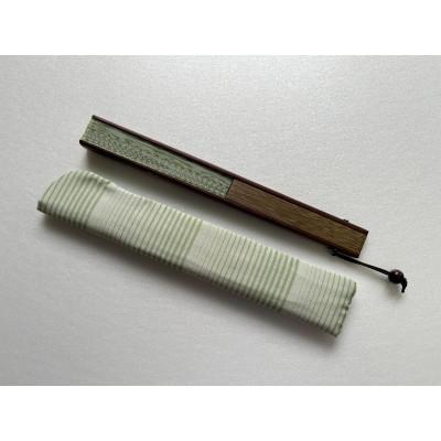 ふるさと納税 白山市 牛首紬　扇子セット(親彫木玉付):緑 |  | 03