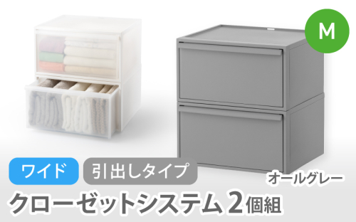 クローゼットシステム ワイド引出し（M）2個組 CS-WD2 2P オールグレー (5色からお好きなカラーが選べる)  ／  クローゼット 収納 組み合わせ 引出し ライクイット like-it 奈良県 葛城市【like025-2A】