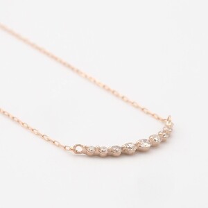 K18PG 0.1ct ダイヤモンド アーチペンダントネックレス　FHH-019834