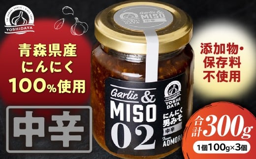 にんにく一升漬【シリーズ人気№1！中辛100g×3個セット】【青森県産にんにく使用】青森県産 ごはんのお供 万能調味料 調味料 お土産 おつまみ にんにくペースト にんにく味噌