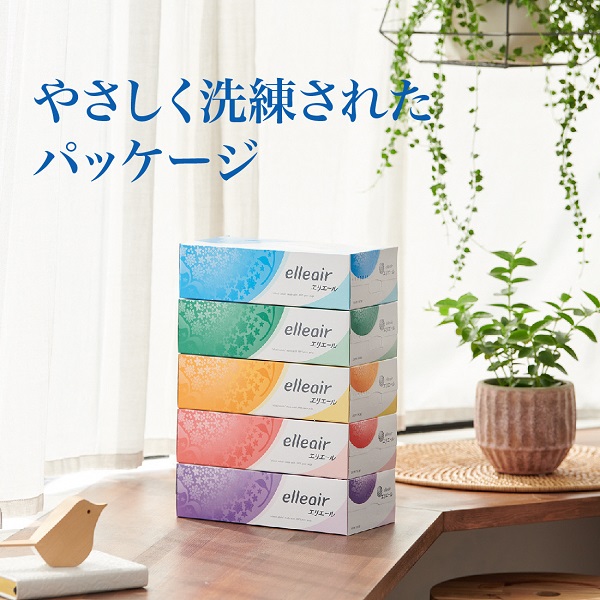 0012-10-04 エリエール ティシュー 180組×5箱×4パック (20箱)　ティッシュ ティッシュペーパー ボックスティッシュ パルプ100% 日用品 消耗品