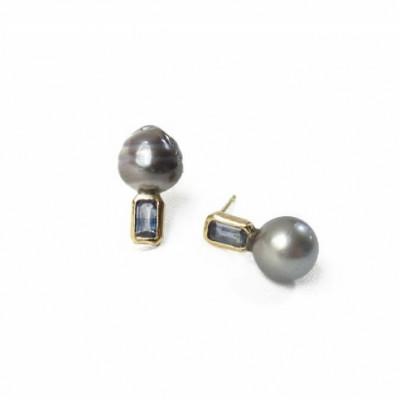 ふるさと納税 座間味村 kerama pearl × blue sapphire earring 1 / K18 (片耳) |  | 02