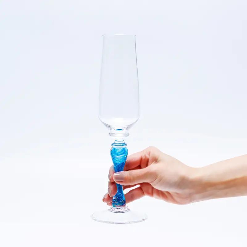 ＜ガラス作家 橋本倫礼＞ペアシャンパングラス「清流」 硝子 ガラス シャンパングラス ペア シャンパン グラス 橋本倫礼 贈り物 ギフト F6L-1249