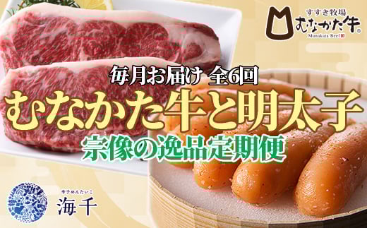 【定期便 全6回】むなかた牛×明太子 宗像の逸品定期便【毎月お届け】【すすき牧場/株式会社海千】_HB0155