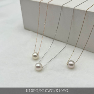 1667　K10PG　アコヤ真珠　スルーペンダント　8㎜アップ