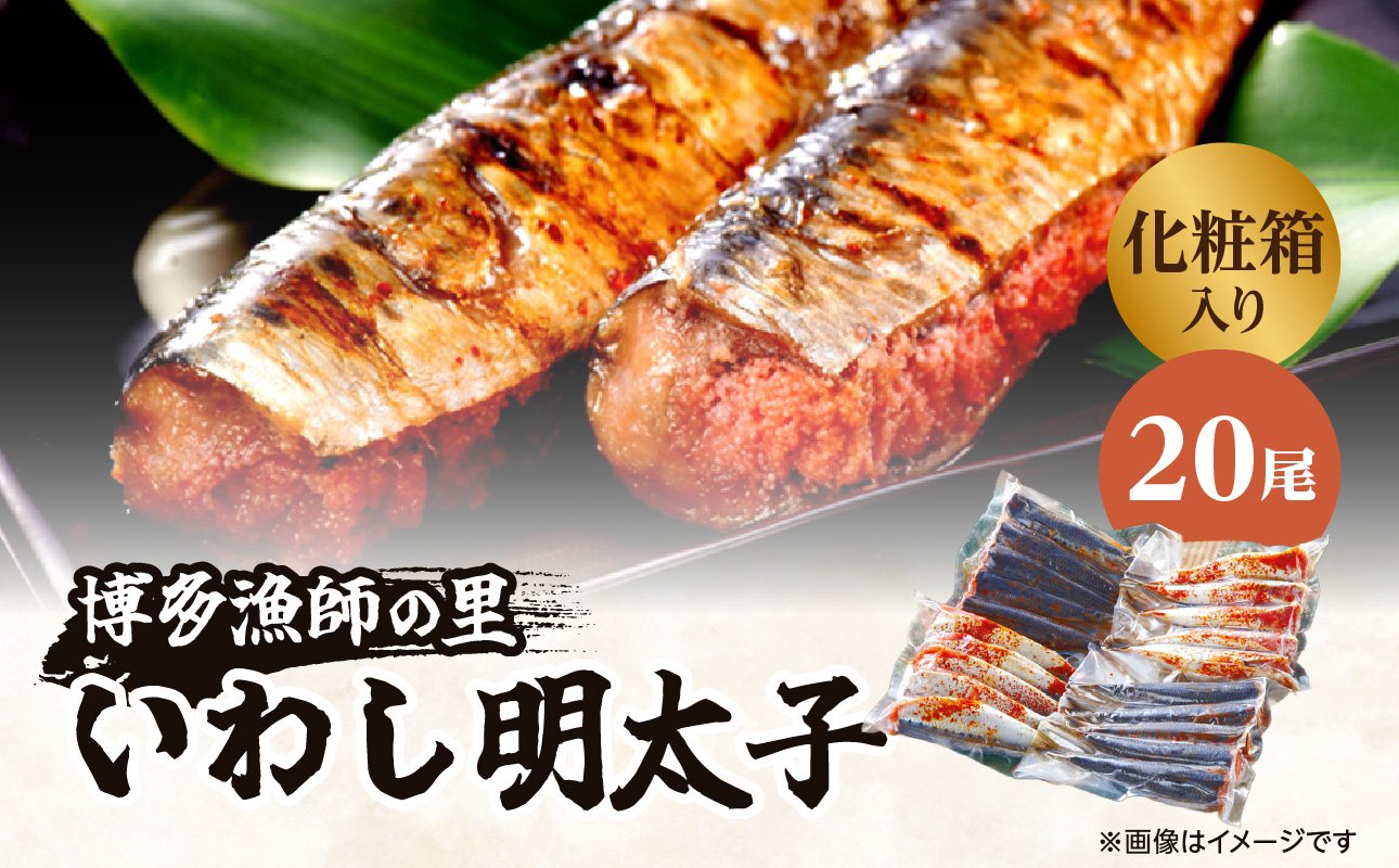 【博多漁師の里】福岡名物！いわし明太子２０尾（５尾×４パック）化粧箱入り 国産真いわし使用 化粧箱入り　国産真いわし使用 鰯 イワシ 旬 魚 めんたいこ ご飯のお供 おつまみ おかず 冷凍 真空パック