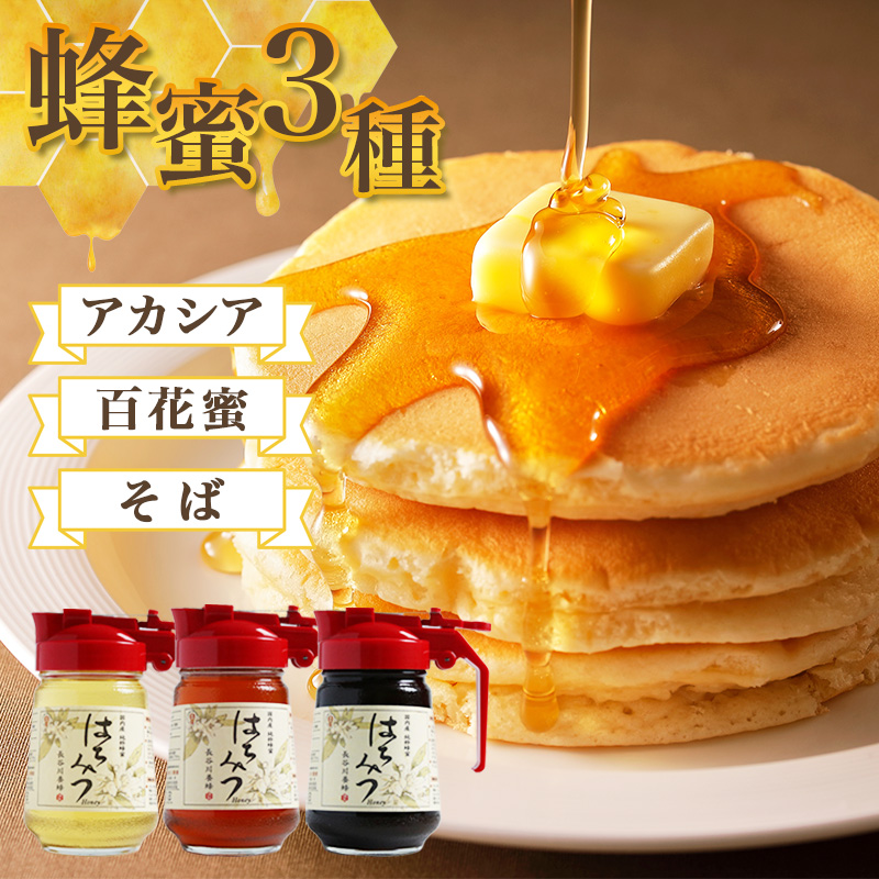 国産 はちみつ 百花 アカシア そば 300g ワンタッチボトル × 3本セット 計900g 長谷川養蜂 瓶 希少 純粋はちみつ ハチミツ 蜂蜜 honey 蜜 ヨーグルト 朝食 ハニー 希少 蜂蜜 