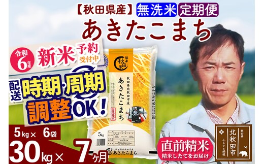 
										
										※令和6年産 新米予約※《定期便7ヶ月》秋田県産 あきたこまち 30kg【無洗米】(5kg小分け袋) 2024年産 お届け時期選べる お届け周期調整可能 隔月に調整OK お米 みそらファーム
									