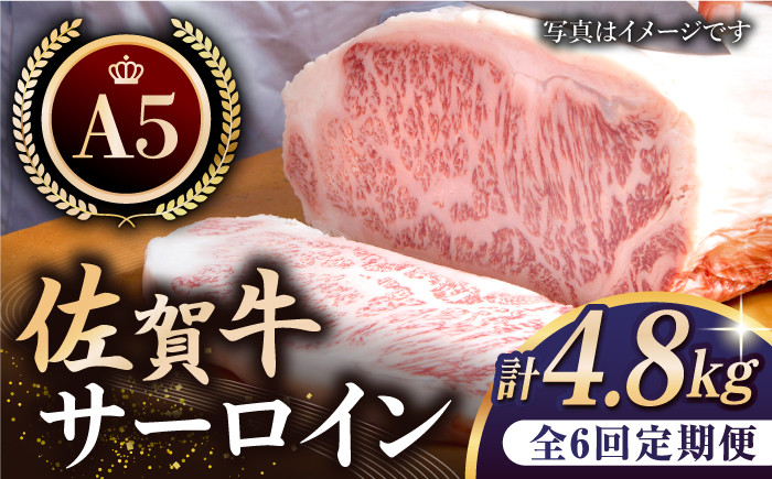 
【全6回定期便】佐賀牛 A5 サーロイン ステーキ 800g ( 200g × 4枚 ) 【肉の三栄】 [HAA064]
