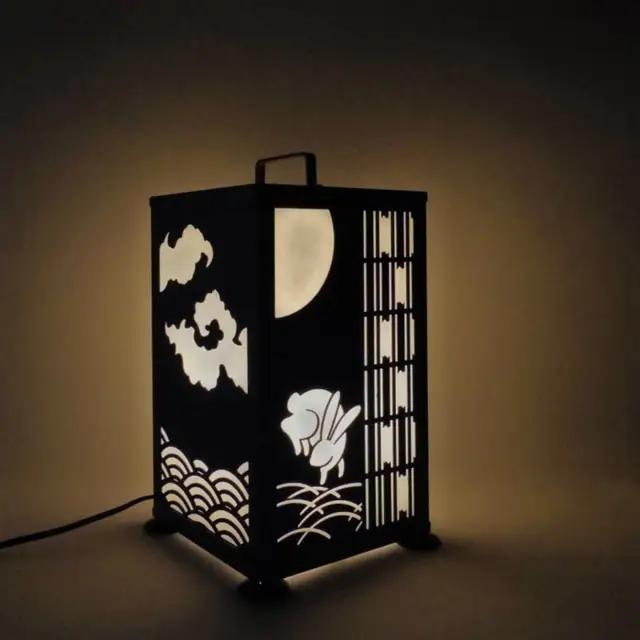 置き行灯 風月【行灯 LED電球使用 出雲 青海波 跳ね兎 うさぎ ウサギ 矢格子 和 鉄 和紙 インテリア 灯り 照明 ライト おしゃれ 趣 お祝い プレゼント ギフト 贈り物 受注生産 島根県 安