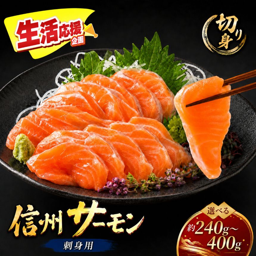 【ふるさと納税】超希少 国産 信州 サーモン 切り身 刺身用 約120g×2パック～ 約200g×2パック | 魚 魚介類 サーモン 信州サーモン 切り身 刺身 鮭 シャケ 海鮮 新鮮 鮮魚 お祝い 贅沢 豪華 おつまみ 高評価 長野県産 長野県 南信州 天龍村