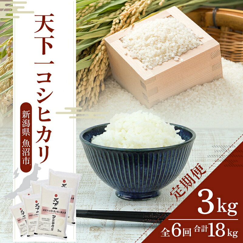 【ふるさと納税】定期便 魚沼産 天下一コシヒカリ（商標） 3kg 本当に旨い飯に おかずはいらない 魚沼産 コシヒカリ お米 精米 3キロ 全6回( 米 お米 こめ コメ おこめ 白米 こしひかり )　お届け：寄附入金確認後の翌月より発送