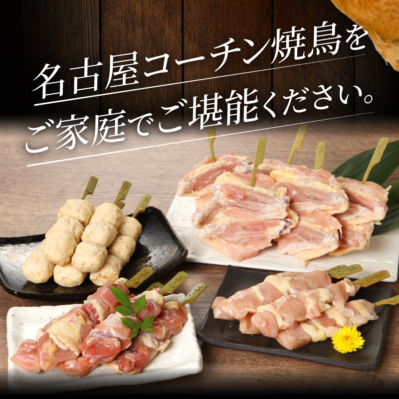 名古屋コーチン焼鳥　5種20本セット（もも・むね・手羽中・皮・つくね）