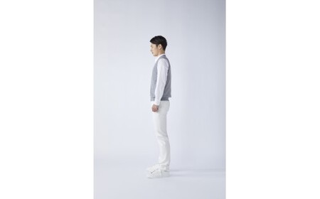 日本製 カシミヤ100% 前開きベスト ライトグレー Lサイズ [2627]