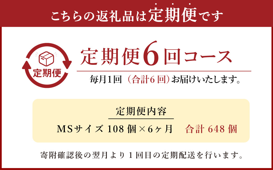 【6回定期便】わけありたまご「康卵」MSサイズ 108個 卵