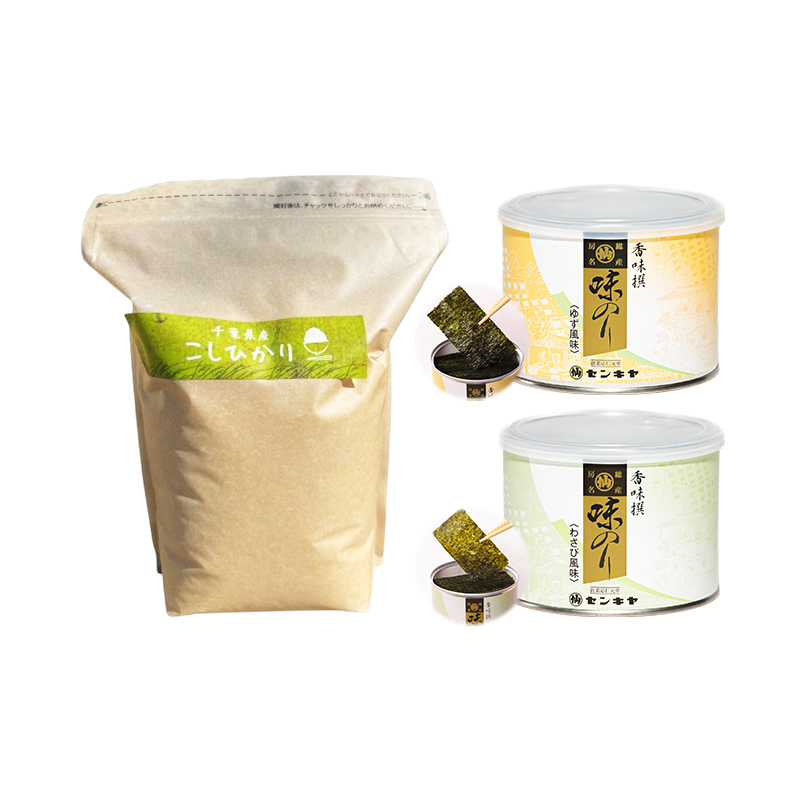 のり　コシヒカリセットC　　【コシヒカリ 2kg無洗米 ・味のりゆず、わさび】　お米 米 こめ コメ 海苔 セット コラボ商品 千葉県 千葉市