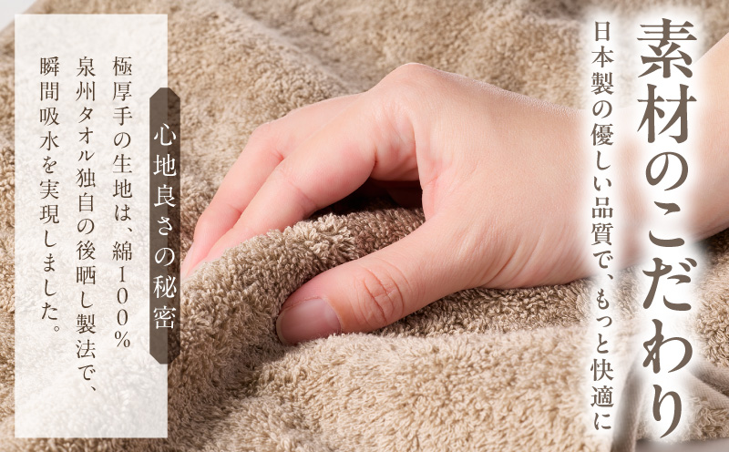 極厚スリムバスタオル サンドベージュ 4枚【泉州タオル たおる 国産 吸水 普段使い シンプル 日用品 家族 ファミリー 大阪 泉佐野 大阪府 泉佐野市】
