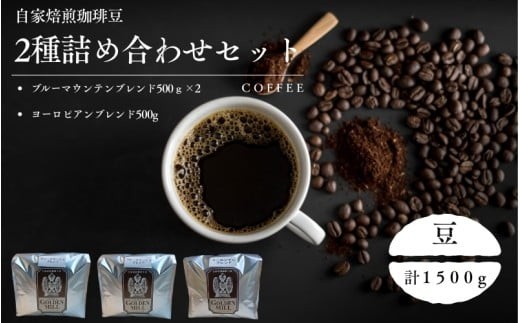 自家焙煎珈琲豆2種詰め合わせセット（合計1500ｇ）　豆【gdml0013】