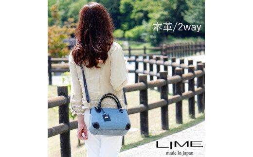 LIME(ライム）　デニムレザー　2wayミニボストンバッグ　ネイビー