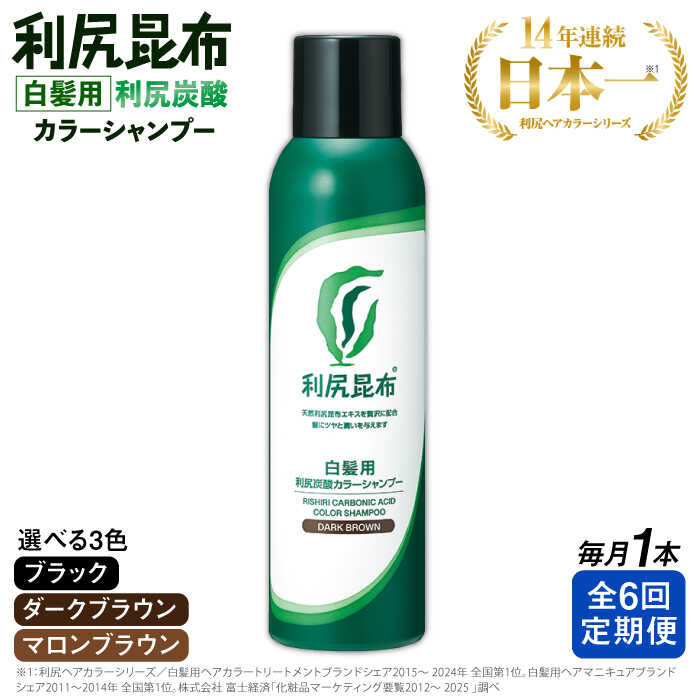 【ふるさと納税】【全6回定期便】【白髪用】利尻炭酸カラーシャンプー ムラなく染まる 濃密泡 白髪染め 無添加 植物由来 カラーリング ヘアカラー シャンプー 低刺激 炭酸 敏感肌 ノンシリコン 補修 臭わない ヘア ケア 潤い成分 全体染め