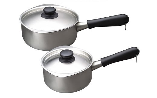 ステンレス製片手鍋18cm & ステンレス製ミルクパン14cm (蓋付) FC023038
