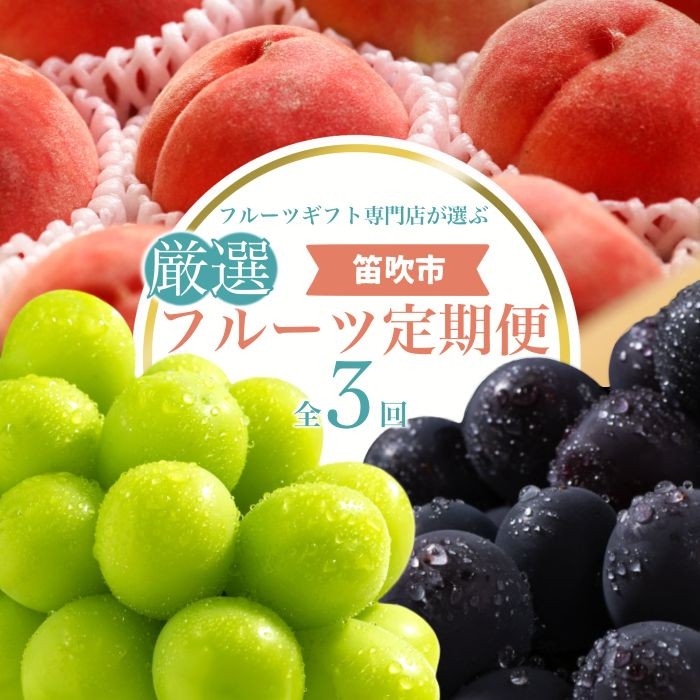 
                  【2026年発送★先行予約】フルーツギフト専門店が選ぶ笛吹市の厳選フルーツ定期便　全3品種（桃・黒ぶどう・シャインマスカット） 105-027
                