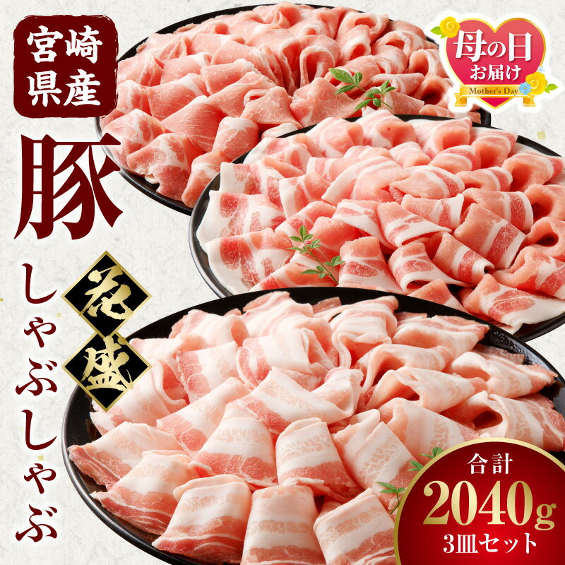 【ふるさと納税】【母の日までにお届け！】【発送時期が選べる】【食べ比べ】宮崎県産豚 花盛しゃぶしゃぶ 3皿セット 豚肉 肉 お肉 豚 宮崎県産 国産 ロース 肩ロース バラ 詰め合わせ 味比べ 贈答 贈答用 贈り物 ギフト プレゼント 冷凍 化粧箱入り おすすめ 人気 宮崎