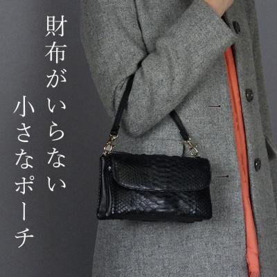 ふるさと納税 箕面市 Costoroma　財布の要らないパイソン革ポーチウォレット　ブラック