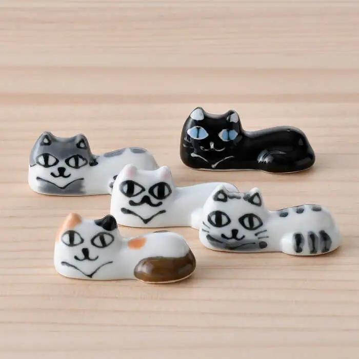 【波佐見焼】にゃんこの箸置き 5種 カトラリー Aセット【大新窯】[DC153] 波佐見焼