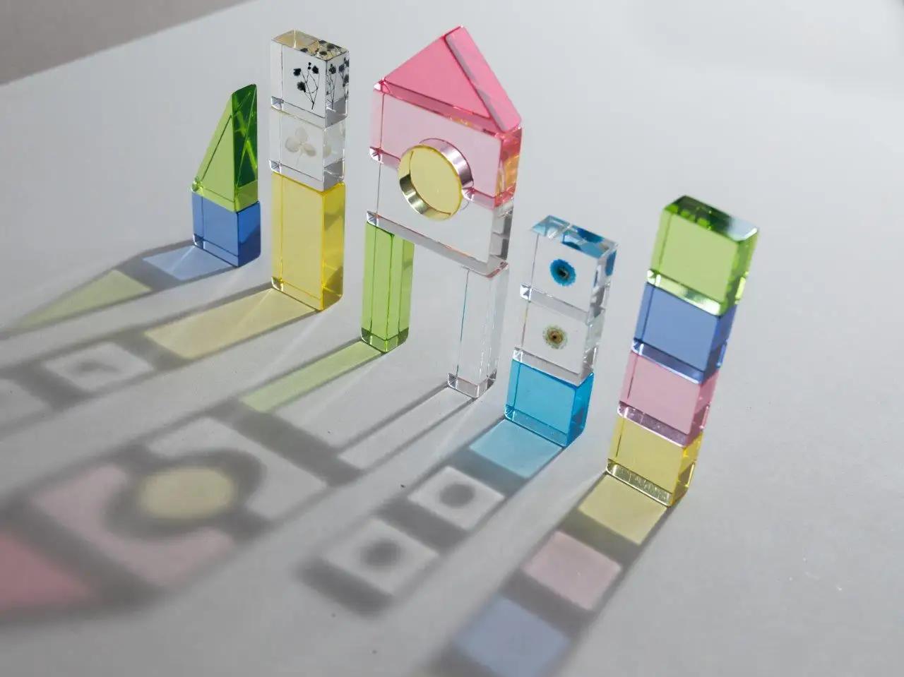 お花を閉じ込めたアクリル積み木 15ピース ミックス HIKARINOTOY インテリア 知育 玩具 プレゼント お祝い｜こだわりの逸品 地域特産品 ギフト 自分用 人気 おすすめ